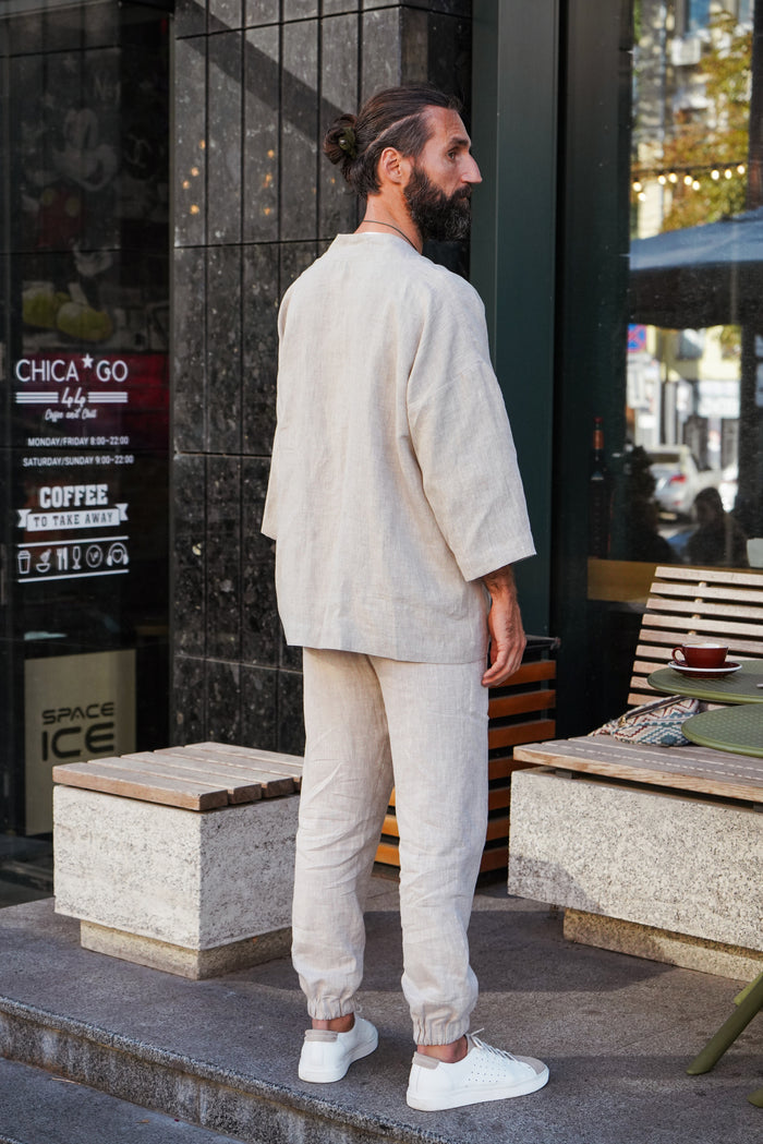 Mens Linen Kimono Jacket TANSY - IN STOCK