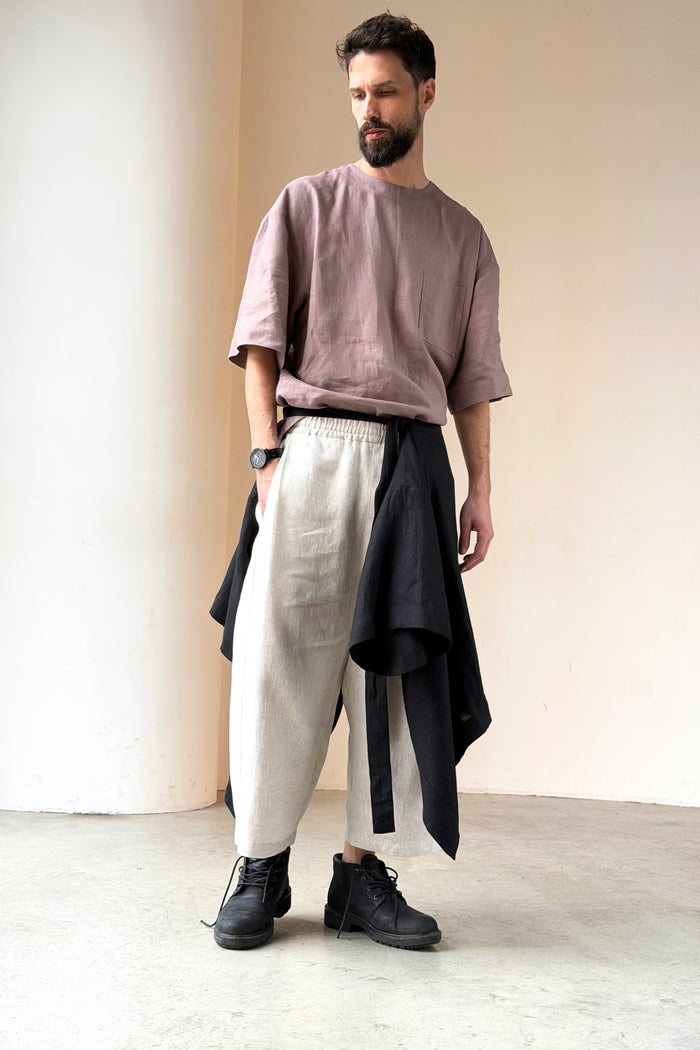 Men’s Linen Kimono Skirt ARIA in Black