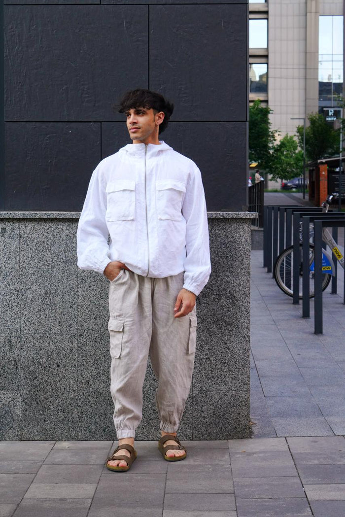 Men’s Linen Oversized Hooded Jacket Sycamore - IN STOCK
