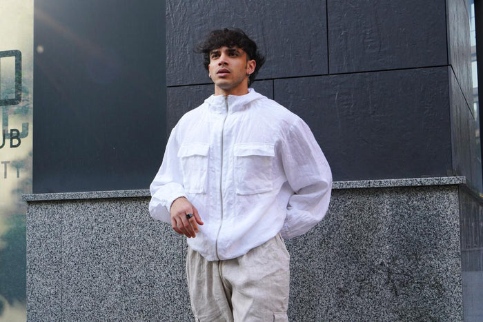 Men’s Linen Oversized Hooded Jacket Sycamore - IN STOCK