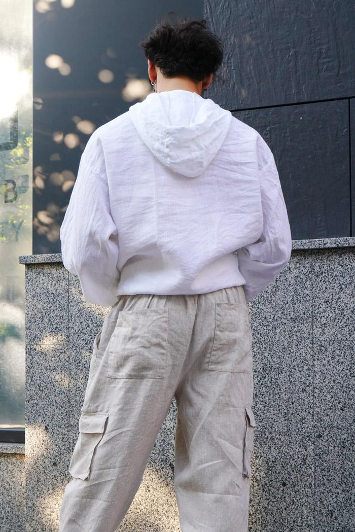 Men’s Linen Oversized Hooded Jacket Sycamore - IN STOCK