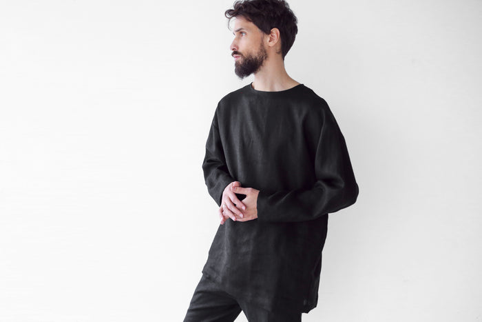 Men’s linen oversizes sweatshirt SAGE - IN STOCK