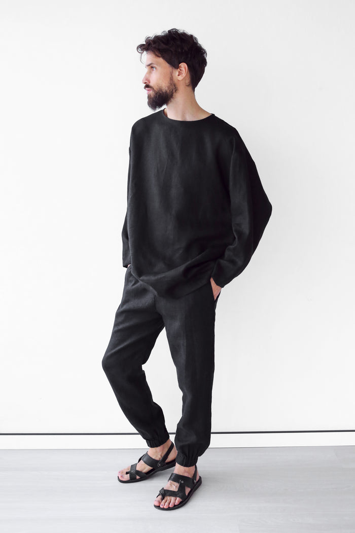 Men’s linen oversizes sweatshirt SAGE - IN STOCK