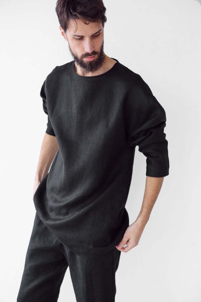 Men’s linen oversizes sweatshirt SAGE - IN STOCK