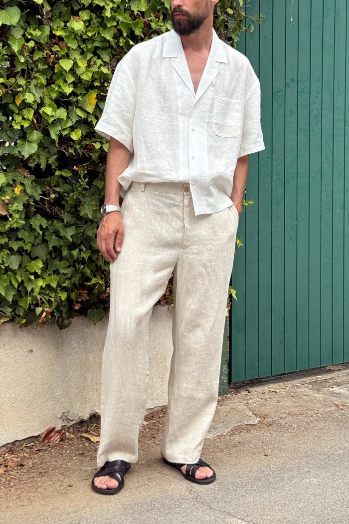 Men’s Linen Relaxed Straight Pants AVENS in Beige