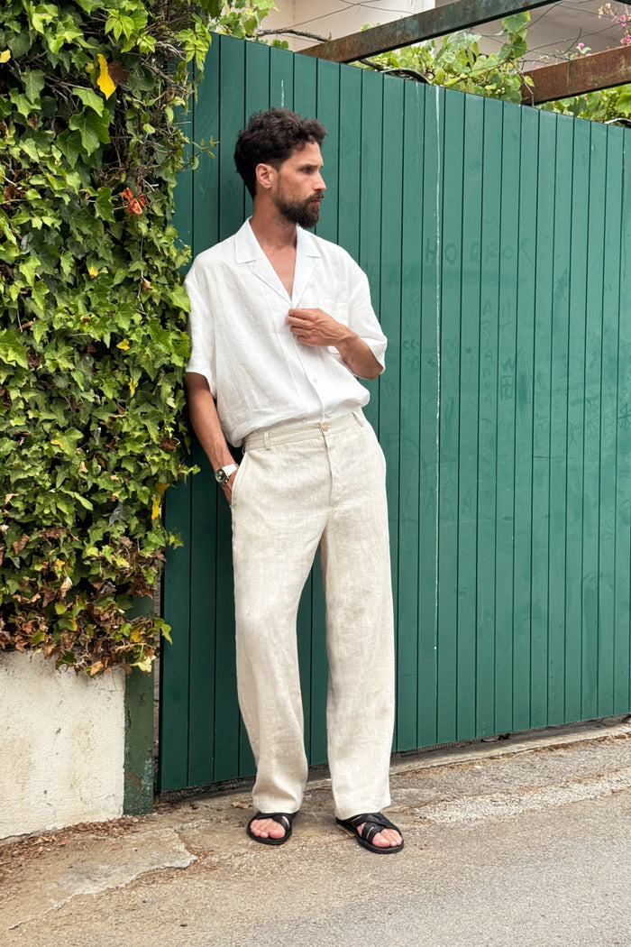 Men’s Linen Relaxed Straight Pants AVENS in Beige