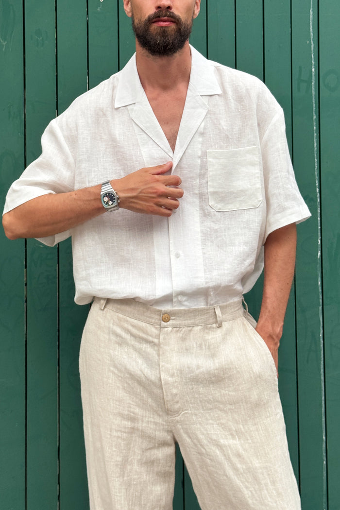 Men’s Linen Relaxed Straight Pants AVENS in Beige