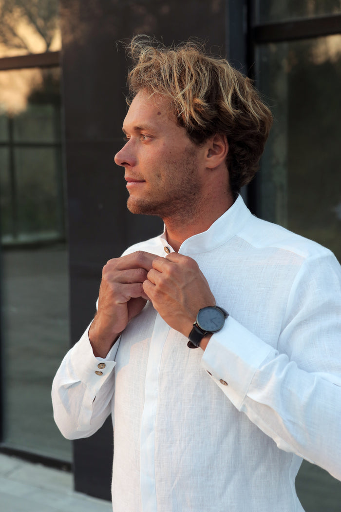 Men’s Linen Shirt OLIVE - IN STOCK