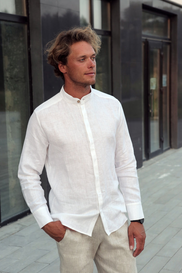 Men’s Linen Shirt OLIVE - IN STOCK