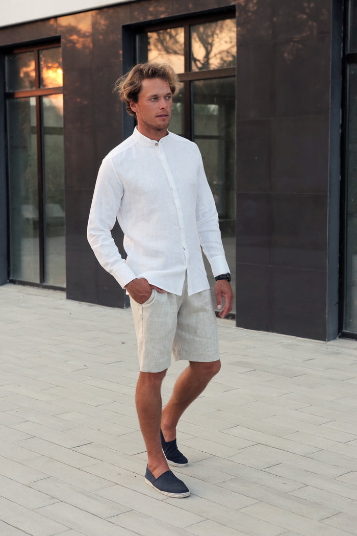 Men’s Linen Shirt OLIVE - IN STOCK