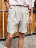 Men’s linen shorts with pleats CEDAR - IN STOCK