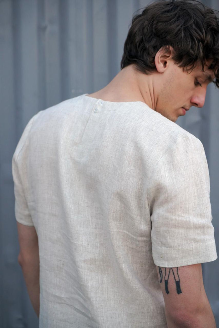 Mens linen t-shirt, Narrow neck IVY - IN STOCK