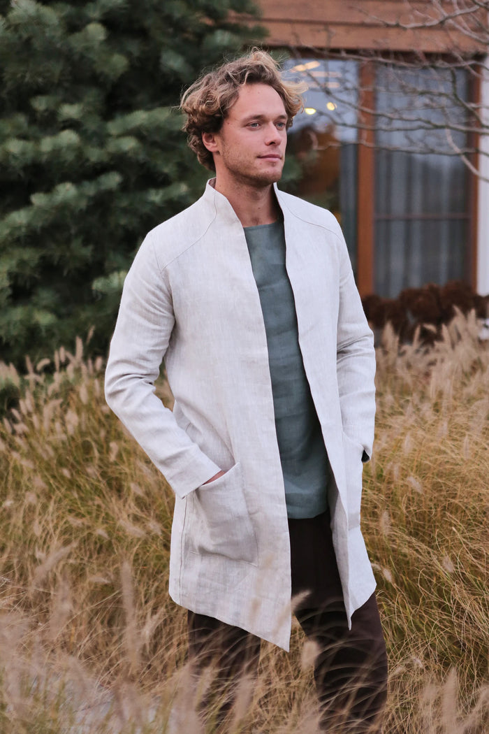 Men’s Linen Trench ALMOND - IN STOCK