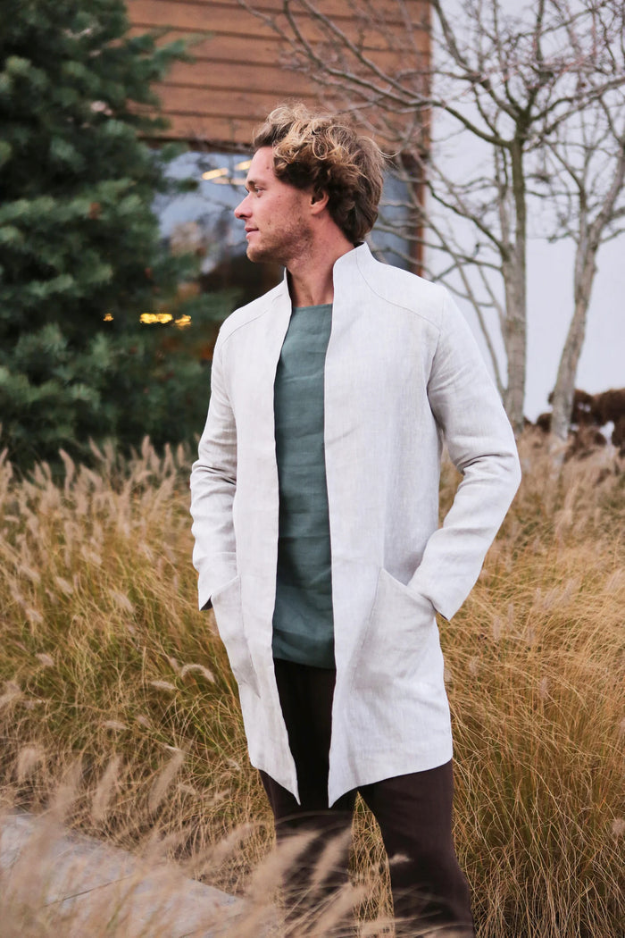 Men’s Linen Trench ALMOND - IN STOCK