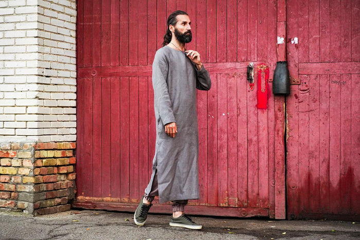Men’s Long Linen T-Shirt, Kaftan LOTAN - IN STOCK