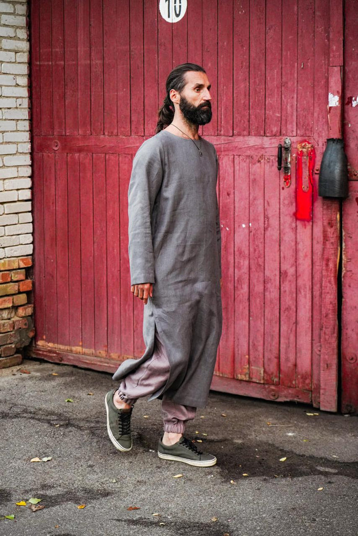 Men’s Long Linen T-Shirt, Kaftan LOTAN - IN STOCK