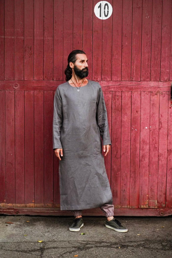 Men’s Long Linen T-Shirt, Kaftan LOTAN - IN STOCK