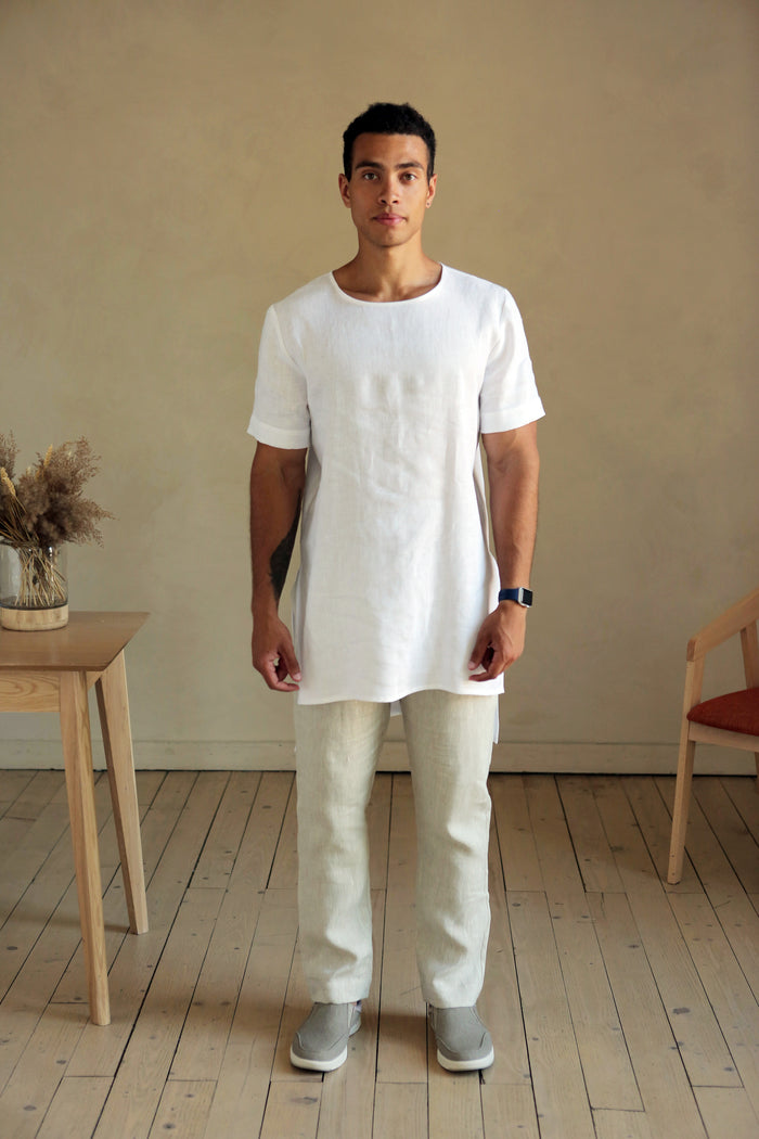 Men’s Long Linen T-Shirt LINDEN - IN STOCK