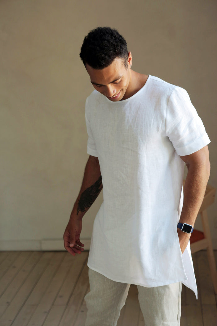 Men’s Long Linen T-Shirt LINDEN - IN STOCK