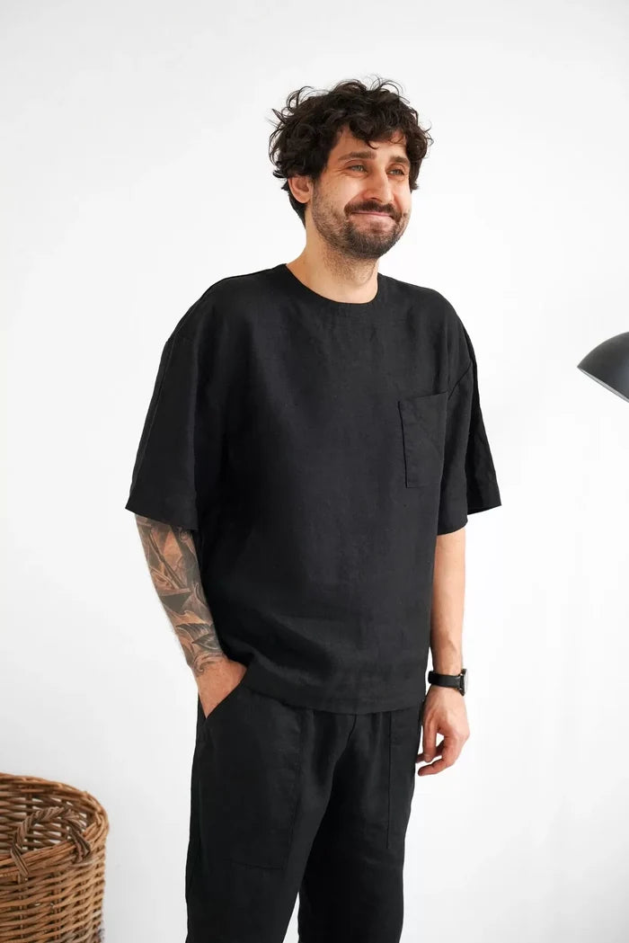 Men’s Oversized Linen T-Shirt SUMIRE - IN STOCK