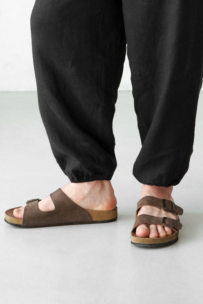Men’s Pleated Linen Pants with Elastic Cuffs OLMO - IN STOCK