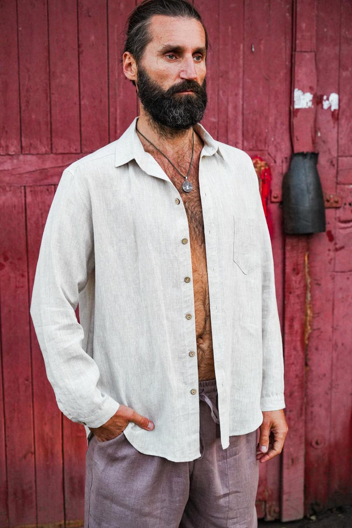 Mens relaxed linen shirt MAGNOLIA - IN STOCK