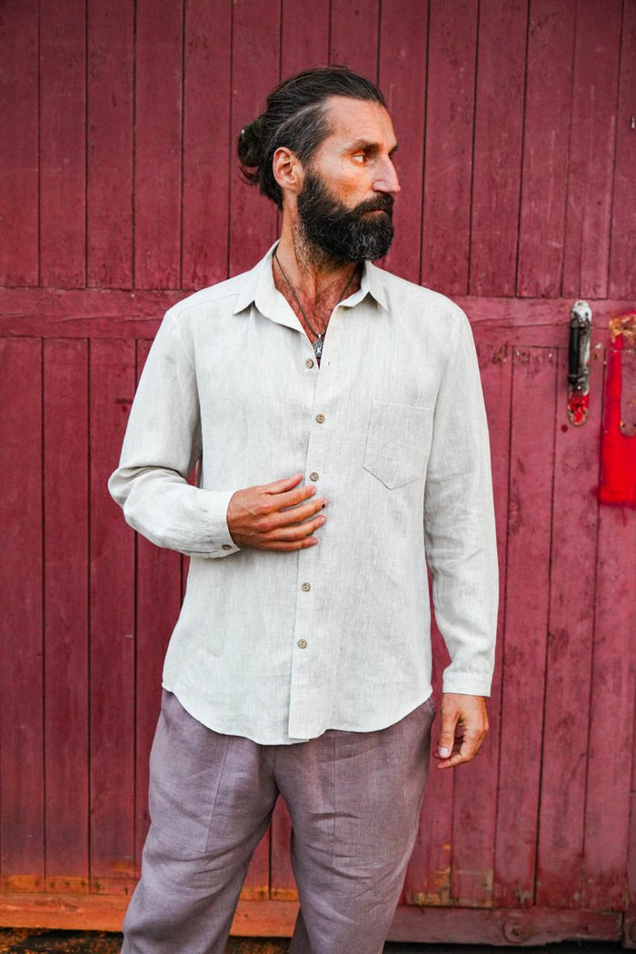 Mens relaxed linen shirt MAGNOLIA - IN STOCK