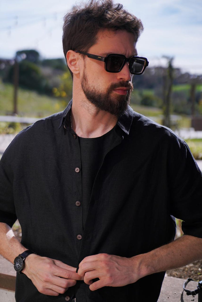 Men’s short sleeve linen shirt GARNET - IN STOCK