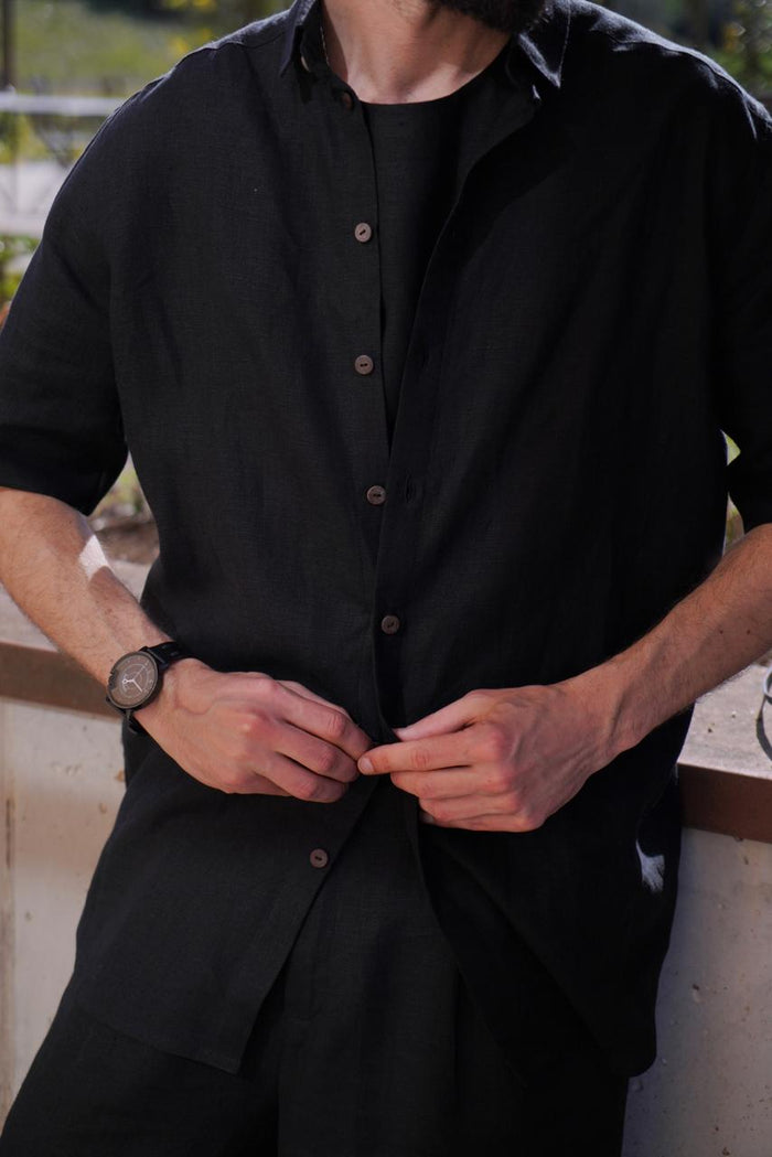 Men’s short sleeve linen shirt GARNET - IN STOCK