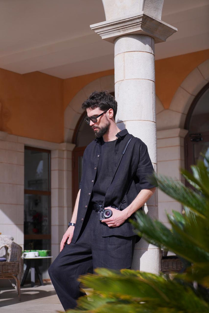 Men’s short sleeve linen shirt GARNET - IN STOCK
