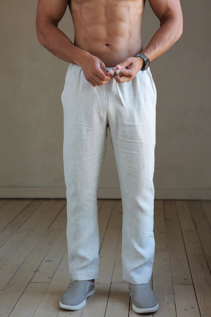 Men’s Straight Leg Linen Pants ASH - IN STOCK