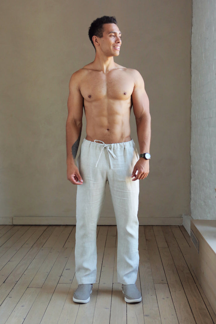 Men’s Straight Leg Linen Pants ASH - IN STOCK