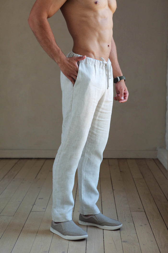Men’s Straight Leg Linen Pants ASH - IN STOCK