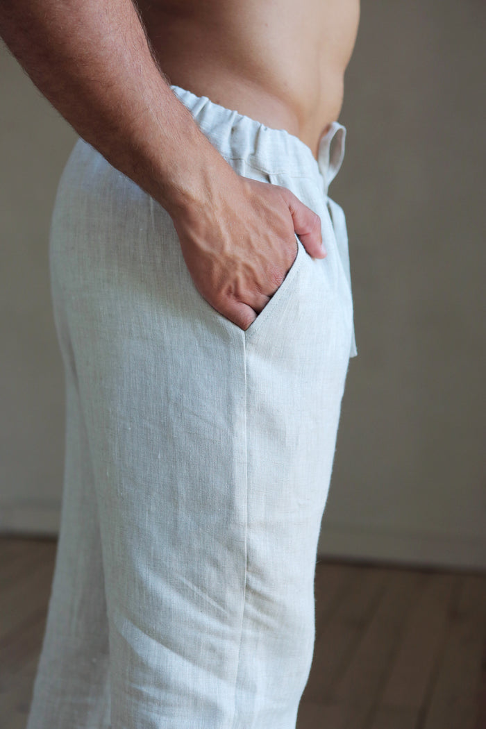 Men’s Straight Leg Linen Pants ASH - IN STOCK