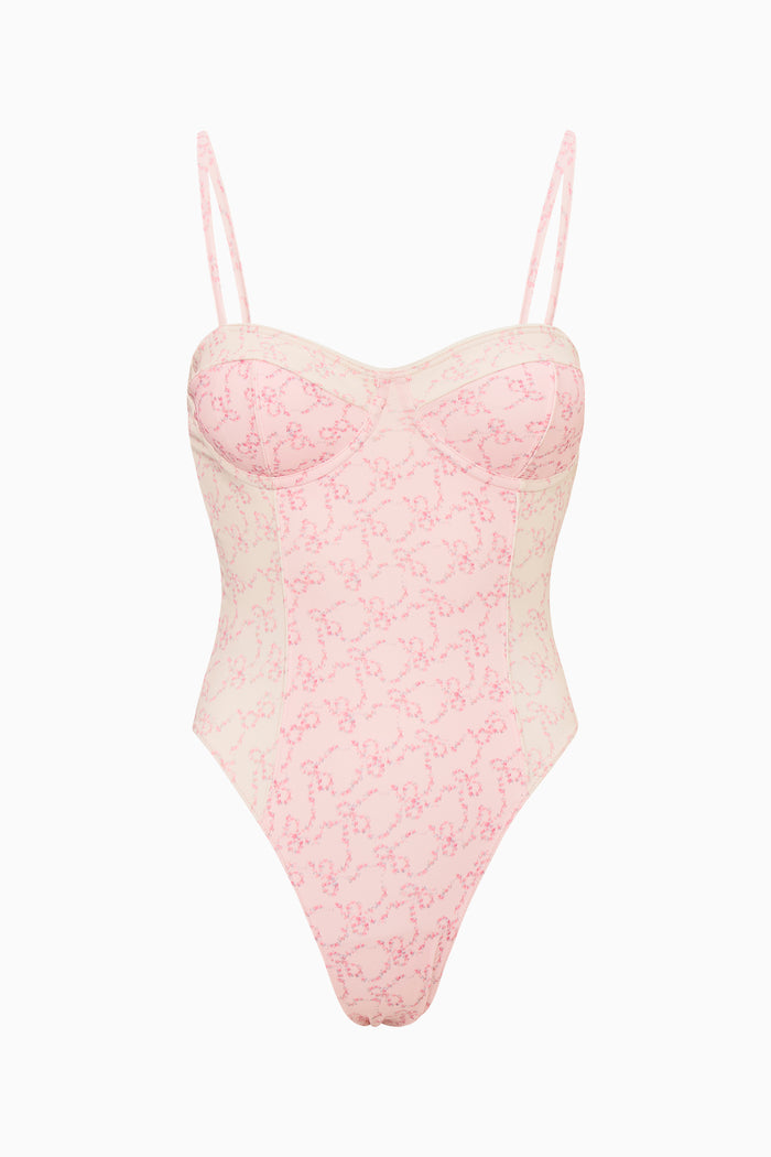 Mina Floral Bow Print One-Piece Swimsuit