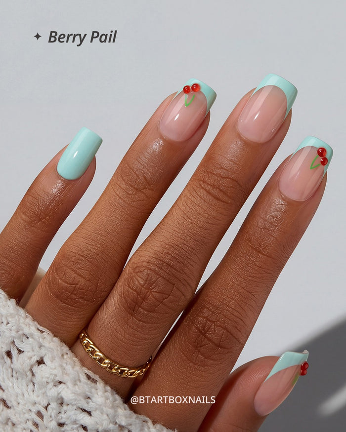 Mint Green Berry Press-On Nails
