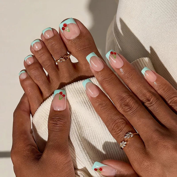 Mint Green Berry Press-On Nails