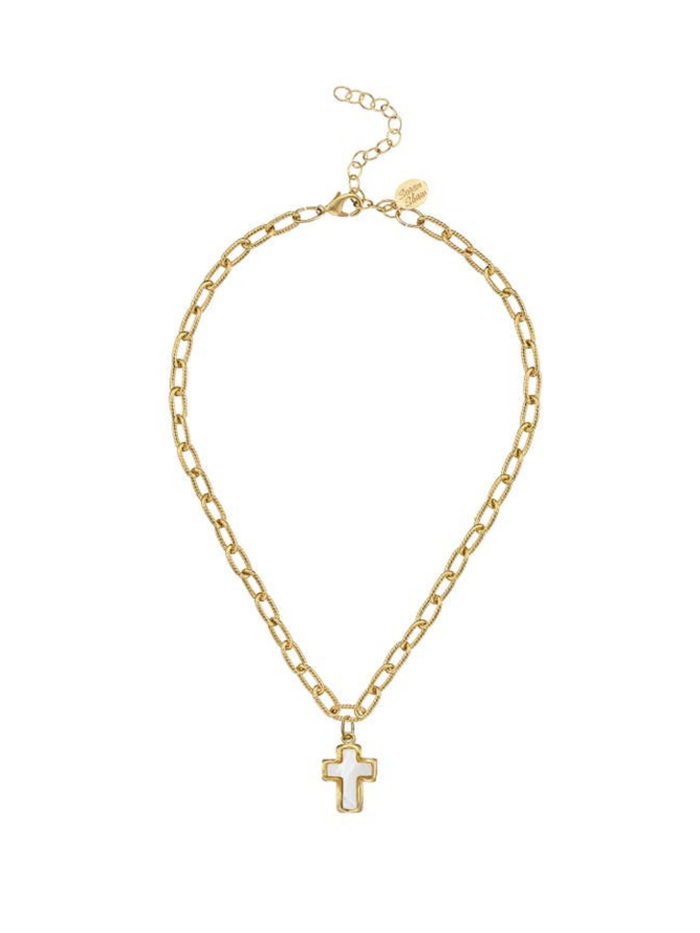 Mother of Pearl Cross Necklace