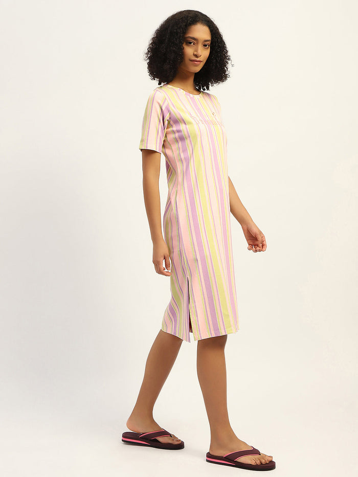 mSECRET Striped Pink Cotton Nightdress