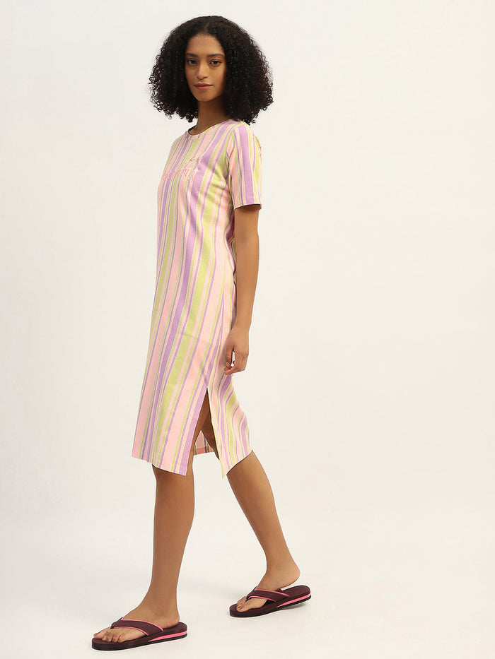 mSECRET Striped Pink Cotton Nightdress