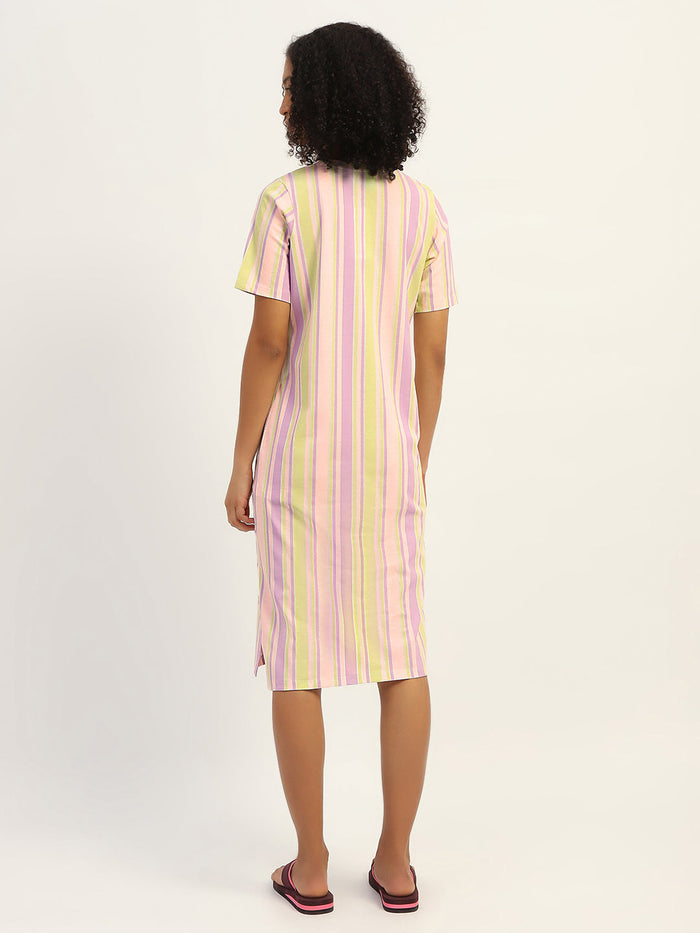 mSECRET Striped Pink Cotton Nightdress