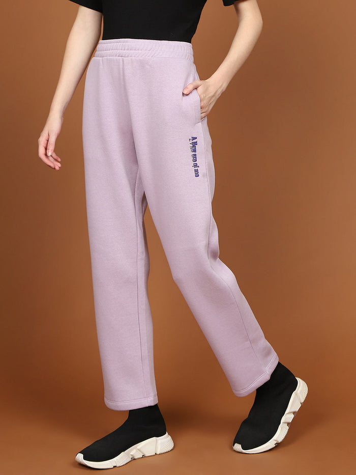 mSECRET Typography Detailing Mauve Cotton Track Bottoms