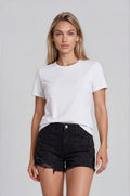 Myla Double Waistband Distressed Denim Shorts - Black