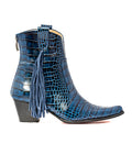 Navy Fringe Bootie
