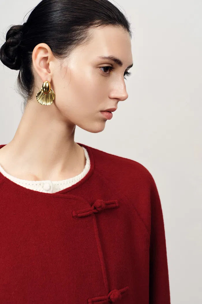 New Style Buttoned Short Wool Coat in Merino Wool