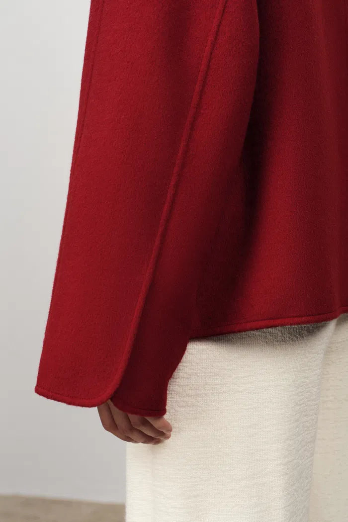 New Style Buttoned Short Wool Coat in Merino Wool