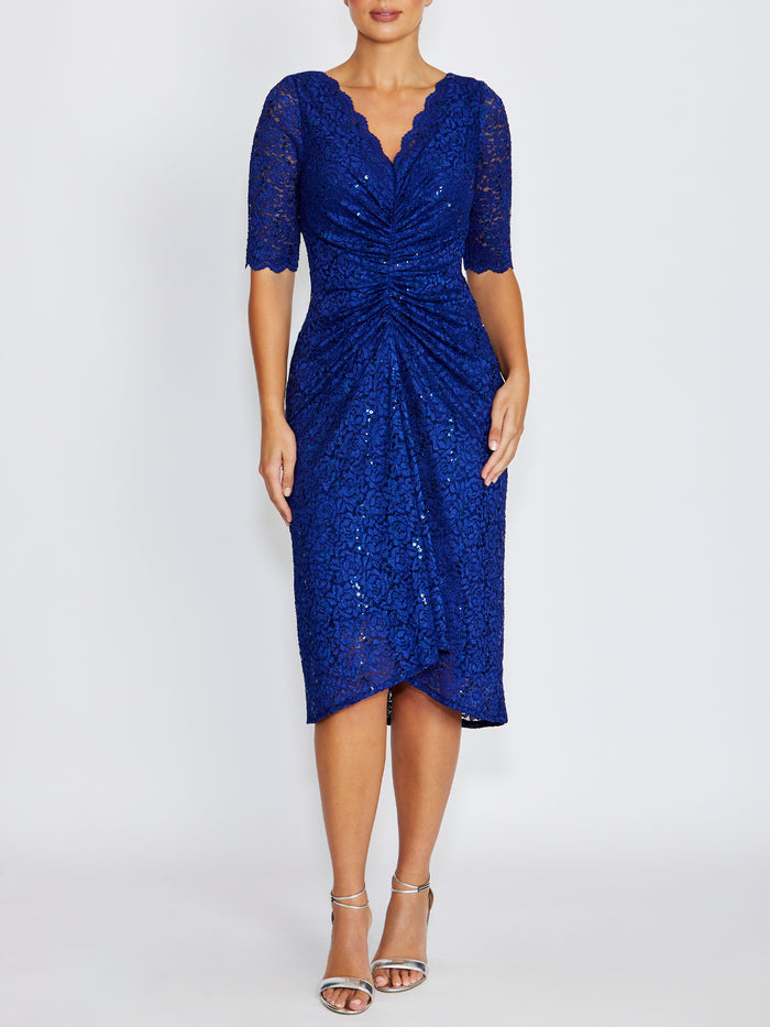 Nina Dark Periwinkle Stretch Lace Dress