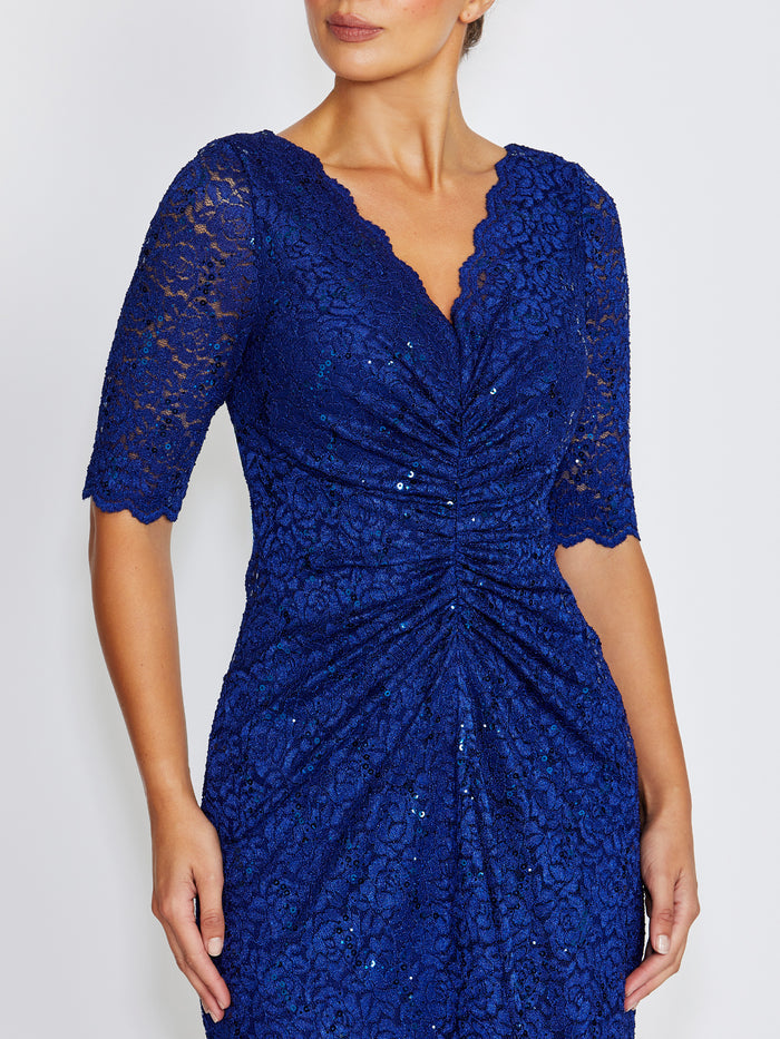 Nina Dark Periwinkle Stretch Lace Dress