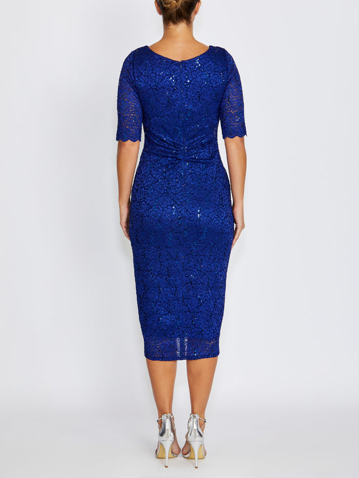 Nina Dark Periwinkle Stretch Lace Dress