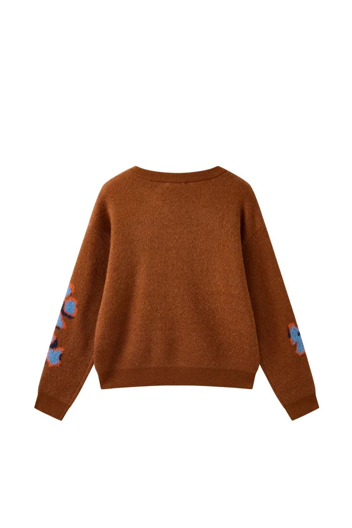 Nolana-L-12-Y Sweater with Flowers